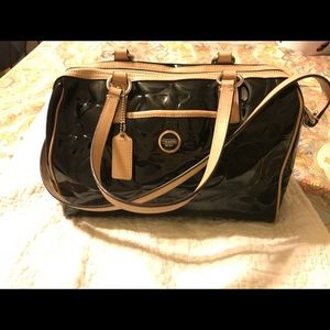Black patent leather coach bag